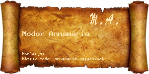 Modor Annamária névjegykártya